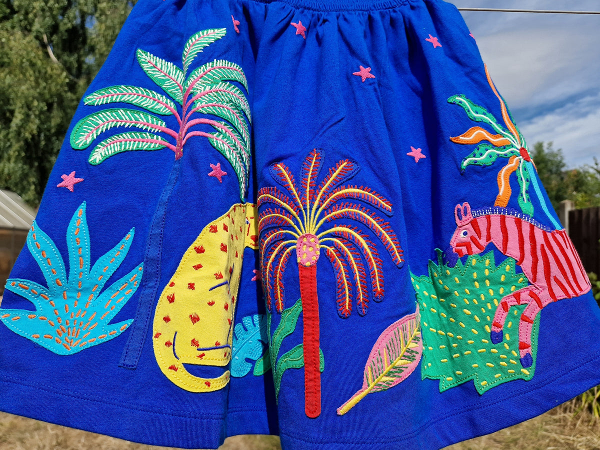MINI BODEN  Rain Forest shirred Appliqué Dress