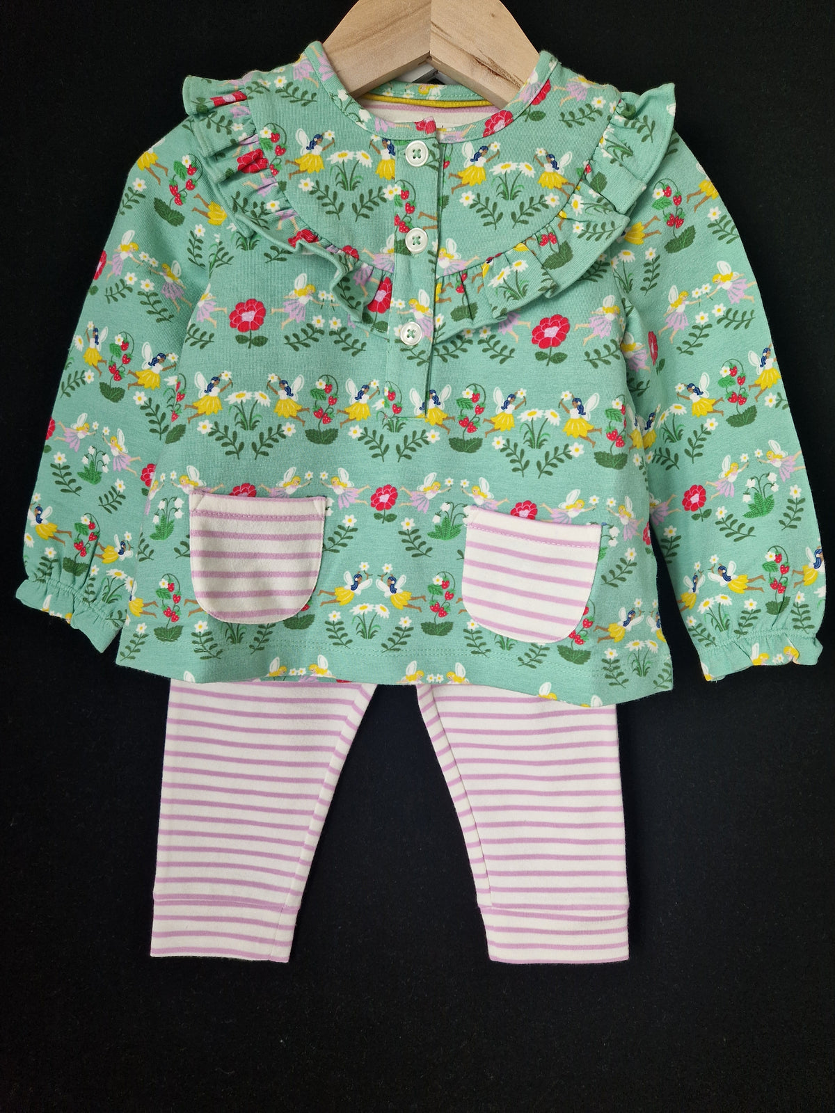 BABY BODEN Jersey Ruffle Top and Bottom Set