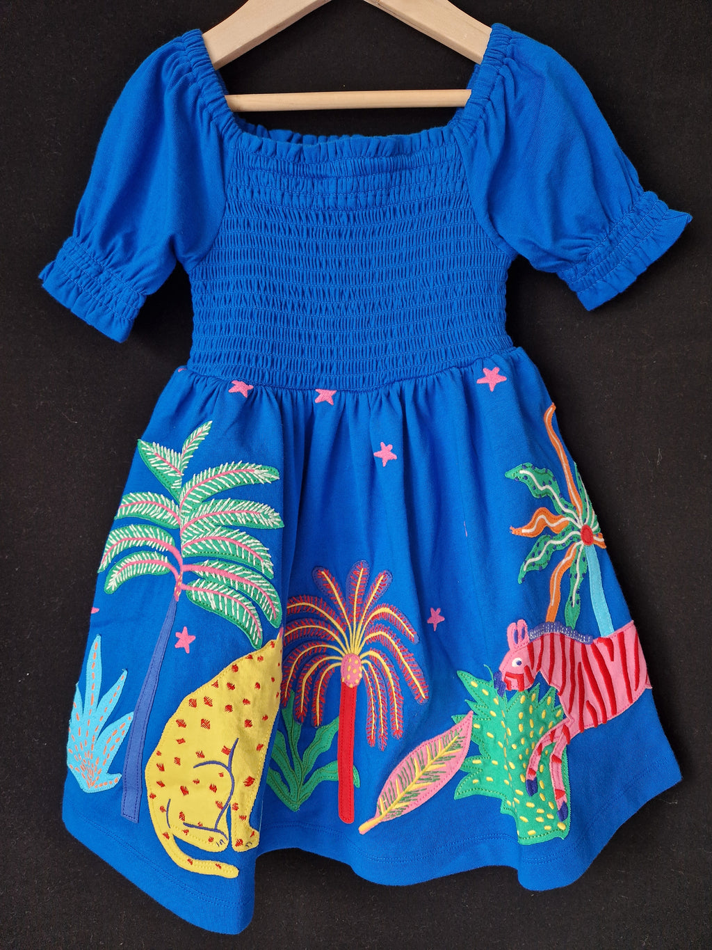 MINI BODEN  Rain Forest shirred Appliqué Dress